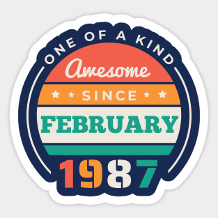 Retro Awesome Since February 1987 Birthday Vintage Bday 1987 Sticker